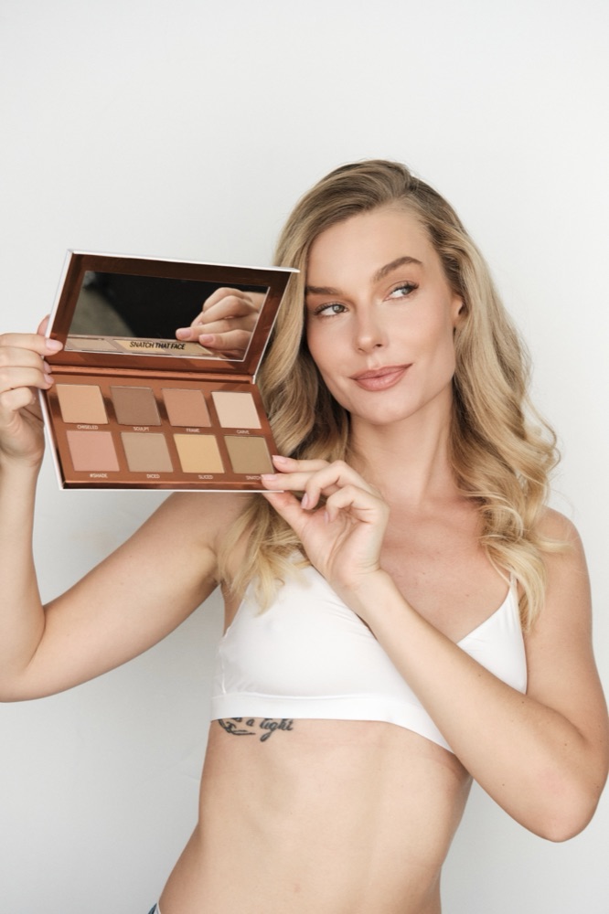 Alena holding an open contour palette